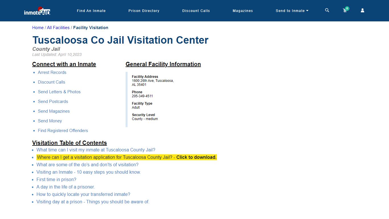 Tuscaloosa County Jail | Visitation, dress code & visiting hours